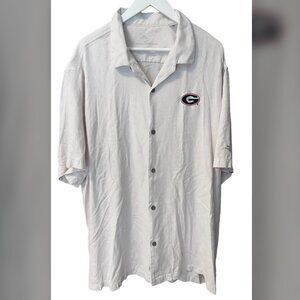 Tommy Bahama UGA Georgia Bulldogs Embroidered Silk Button Up Shirt Men’s XXXL